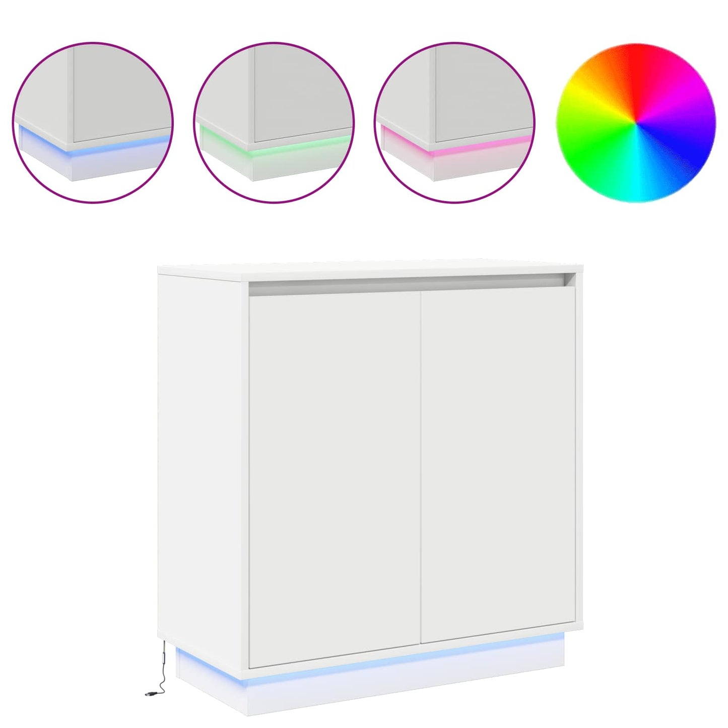 LED Sideboard for White 71 x 34.5 x 75 cm Engineered Wood