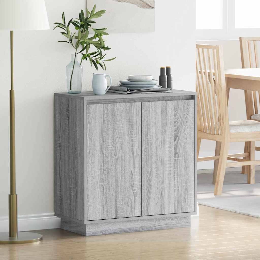 LED Sideboard Grey Sonoma 71 x 34.5 x 75 cm Engineered Wood