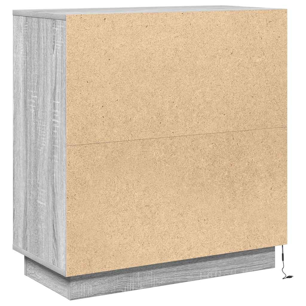 LED Sideboard Grey Sonoma 71 x 34.5 x 75 cm Engineered Wood