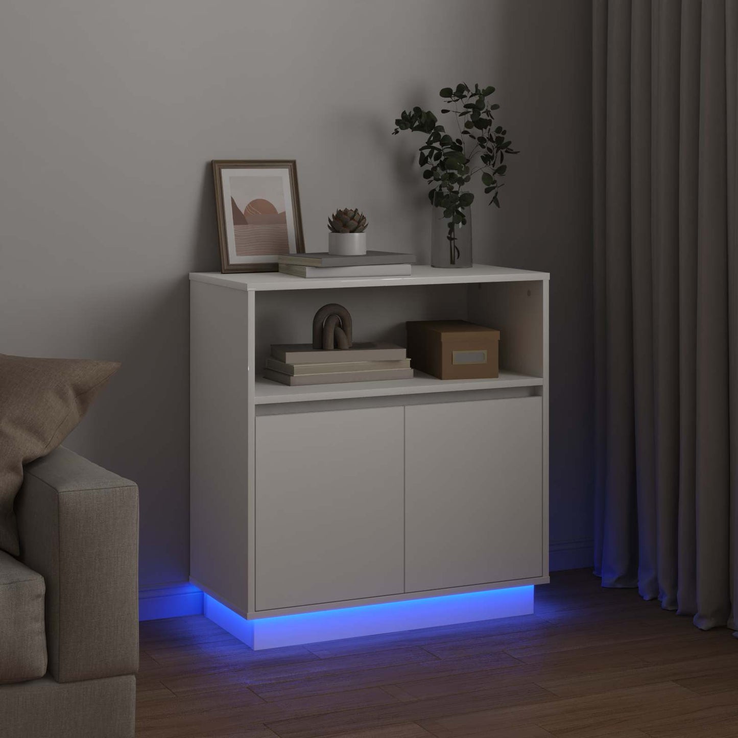 LED Sideboard White 71 x 34.5 x 75 cm Engineered Wood