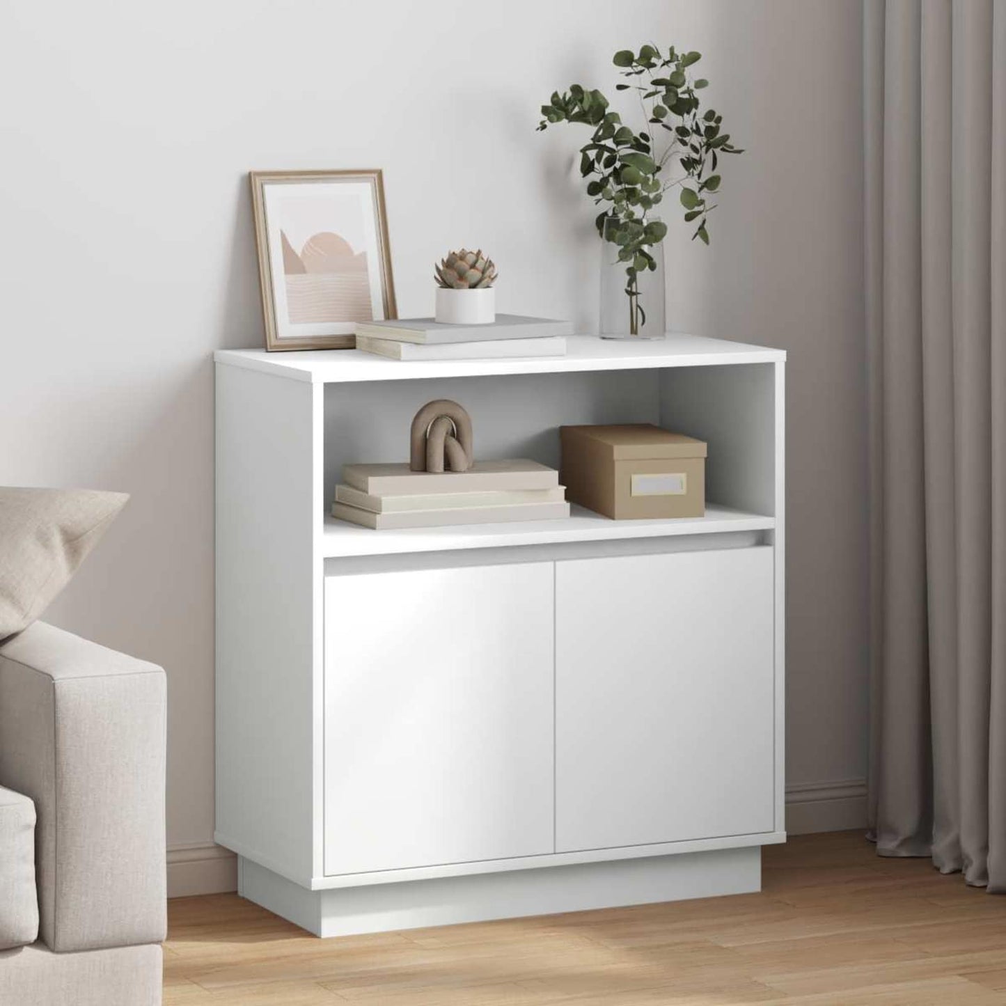 LED Sideboard White 71 x 34.5 x 75 cm Engineered Wood
