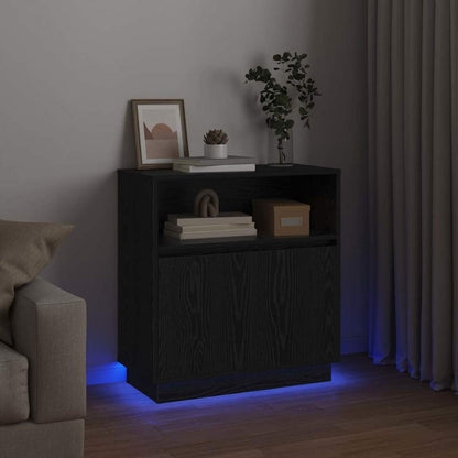 LED Sideboard Black Oak 71 x 34.5 x 75 cm Engineered Wood
