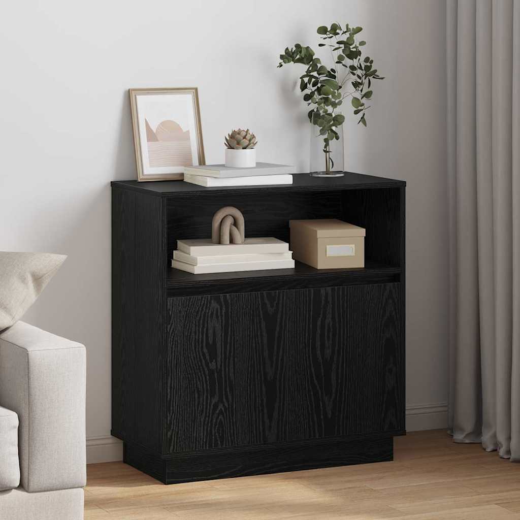 LED Sideboard Black Oak 71 x 34.5 x 75 cm Engineered Wood