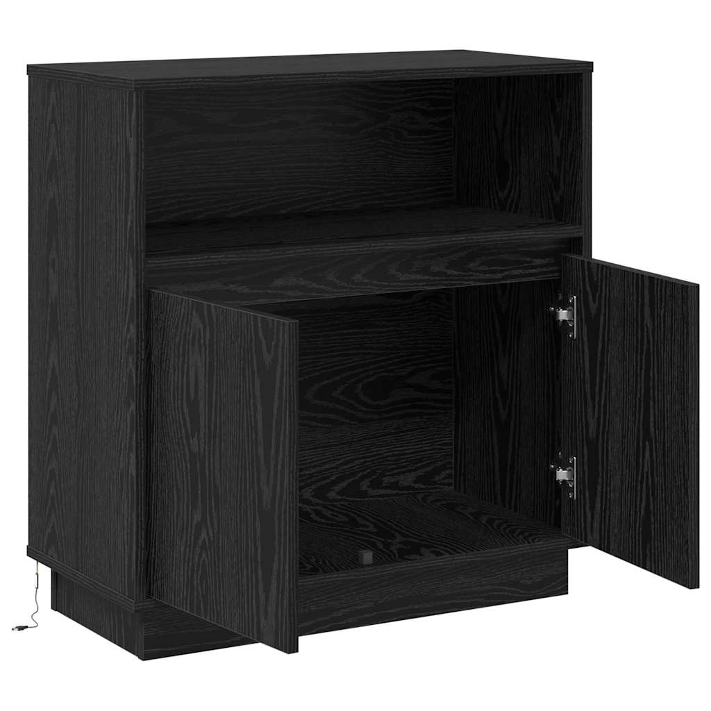 LED Sideboard Black Oak 71 x 34.5 x 75 cm Engineered Wood
