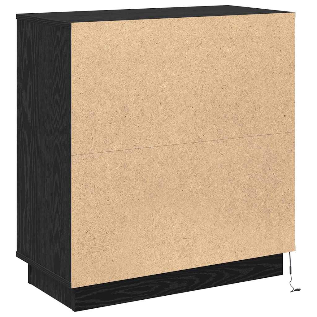 LED Sideboard Black Oak 71 x 34.5 x 75 cm Engineered Wood