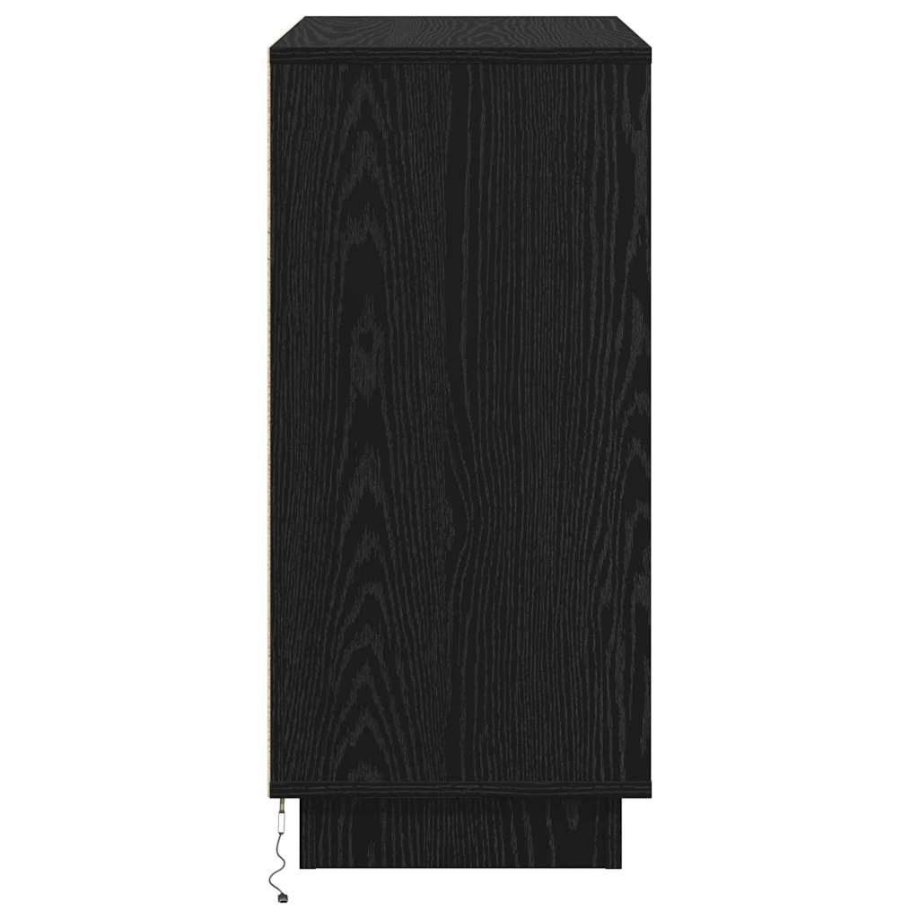 LED Sideboard Black Oak 71 x 34.5 x 75 cm Engineered Wood