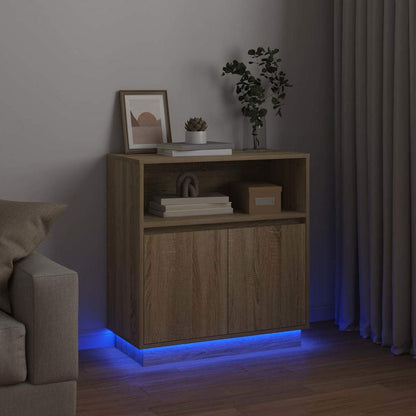 LED Sideboard Sonoma Oak 71 x 34.5 x 75 cm Engineered Wood