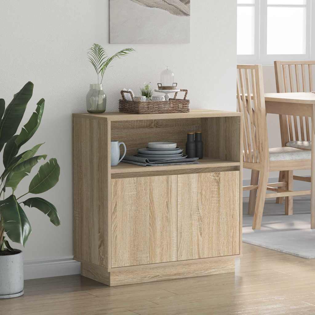 LED Sideboard Sonoma Oak 71 x 34.5 x 75 cm Engineered Wood