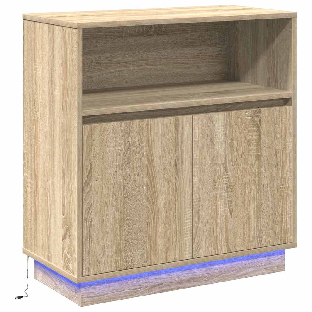 LED Sideboard Sonoma Oak 71 x 34.5 x 75 cm Engineered Wood