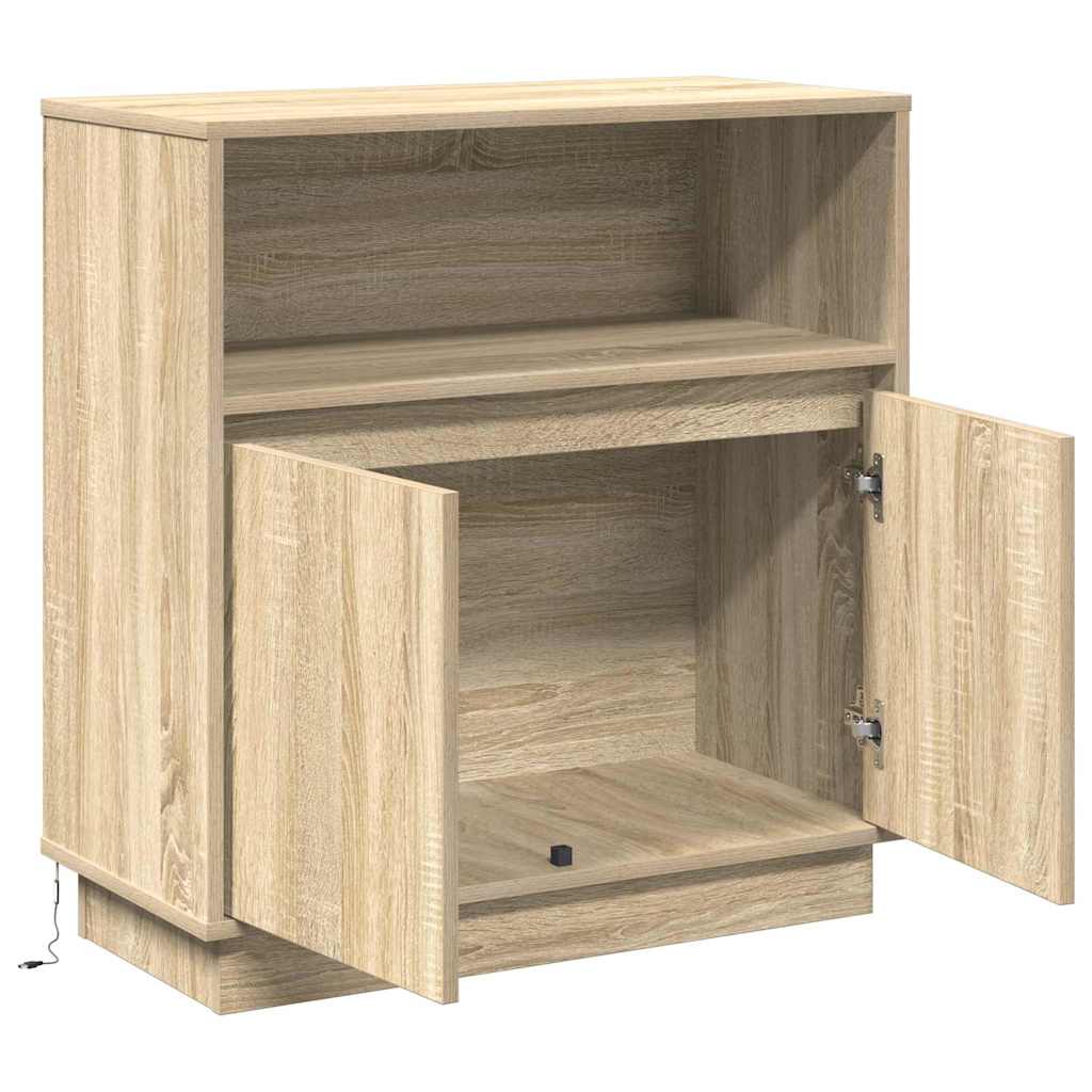 LED Sideboard Sonoma Oak 71 x 34.5 x 75 cm Engineered Wood