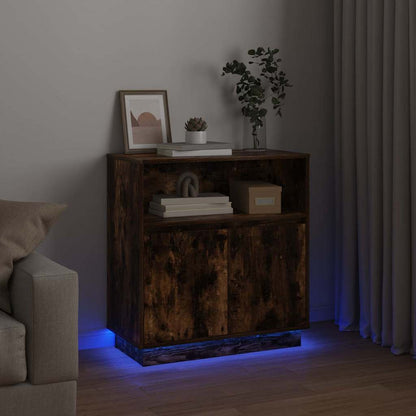 LED Sideboard Smoked Oak 71 x 34.5 x 75 cm Engineered Wood