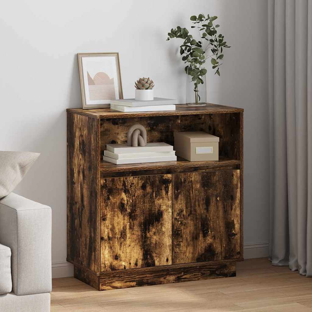LED Sideboard Smoked Oak 71 x 34.5 x 75 cm Engineered Wood