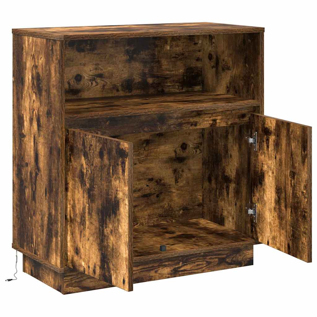 LED Sideboard Smoked Oak 71 x 34.5 x 75 cm Engineered Wood
