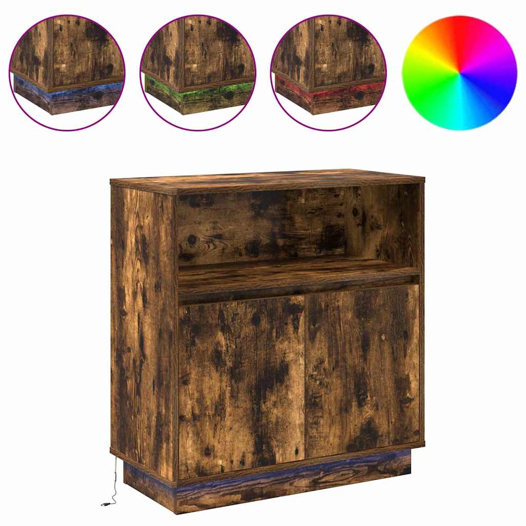 LED Sideboard Smoked Oak 71 x 34.5 x 75 cm Engineered Wood
