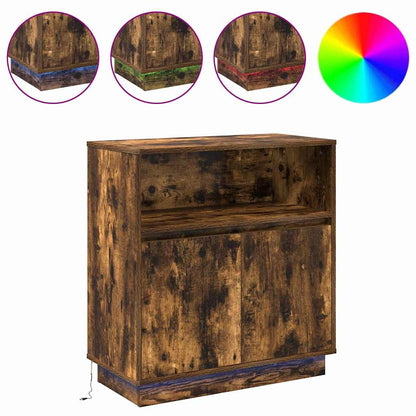 LED Sideboard Smoked Oak 71 x 34.5 x 75 cm Engineered Wood