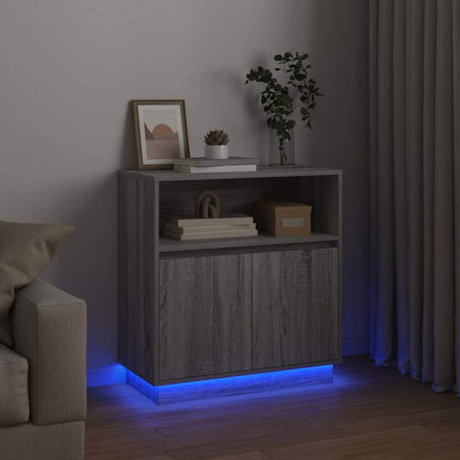 LED Sideboard Grey Sonoma 71 x 34.5 x 75 cm Engineered Wood