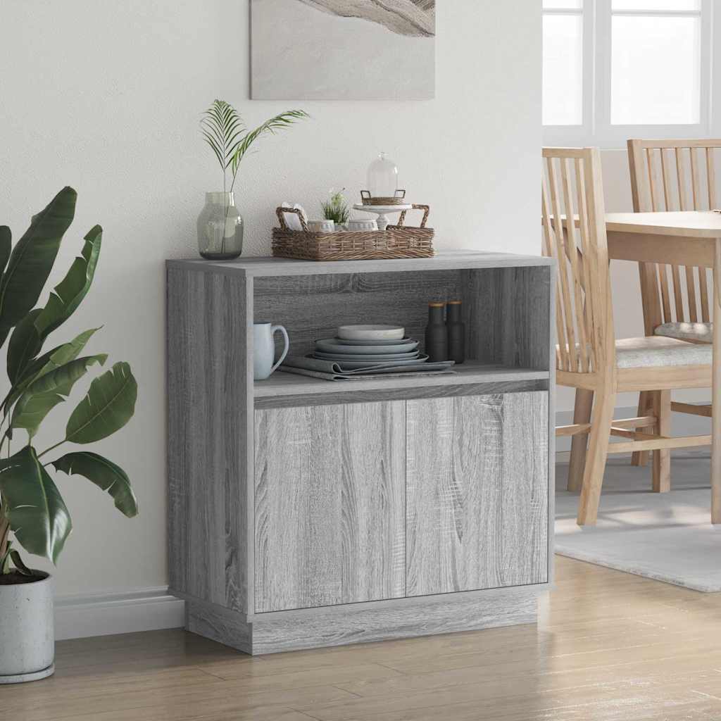 LED Sideboard Grey Sonoma 71 x 34.5 x 75 cm Engineered Wood