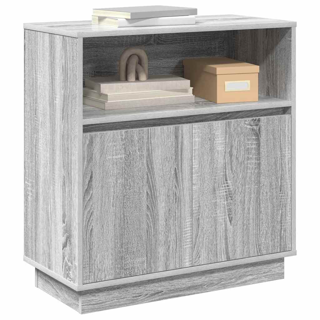 LED Sideboard Grey Sonoma 71 x 34.5 x 75 cm Engineered Wood