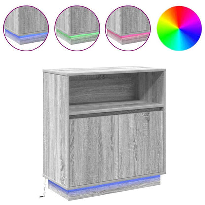 LED Sideboard Grey Sonoma 71 x 34.5 x 75 cm Engineered Wood