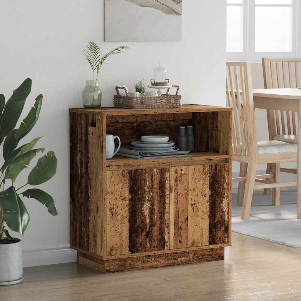 LED Sideboard Old Wood 71 x 34.5 x 75 cm Engineered Wood