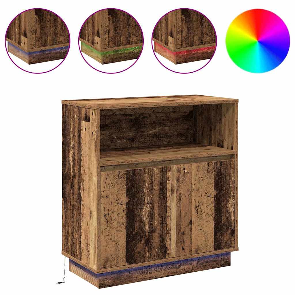 LED Sideboard Old Wood 71 x 34.5 x 75 cm Engineered Wood