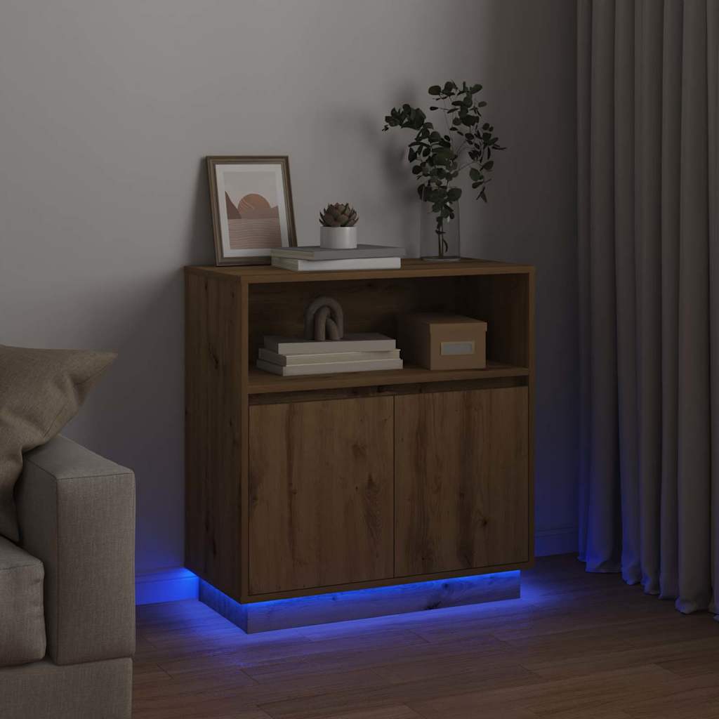 LED Sideboard Artisan Oak 71 x 34.5 x 75 cm Engineered Wood