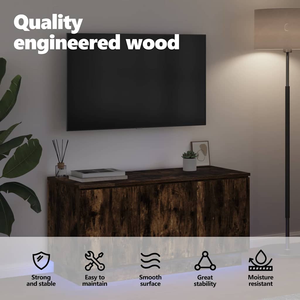 TV Cabinet Smoked Oak 100 x 38 x 49 cm Engineered Wood