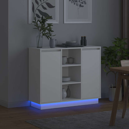 LED Sideboard White 90 x 32 x 75 cm Engineered Wood