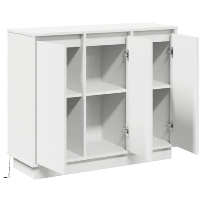 LED Sideboard White 90 x 32 x 75 cm Engineered Wood