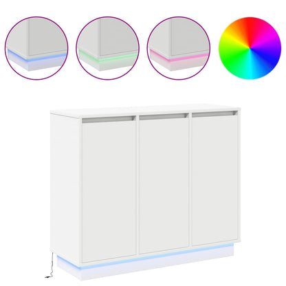 LED Sideboard White 90 x 32 x 75 cm Engineered Wood