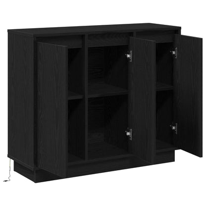 LED Sideboard Black Oak 90 x 32 x 75 cm Engineered Wood