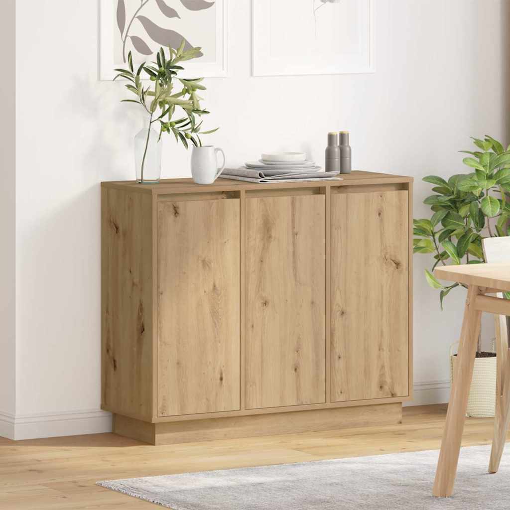 LED Sideboard Artisan Oak 90 x 32 x 75 cm Engineered Wood