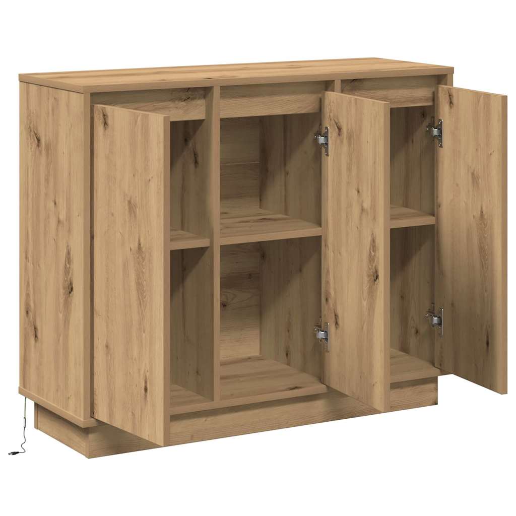LED Sideboard Artisan Oak 90 x 32 x 75 cm Engineered Wood