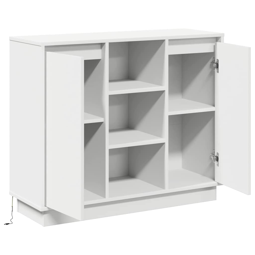 LED Sideboard White 90 x 32 x 75 cm Engineered Wood