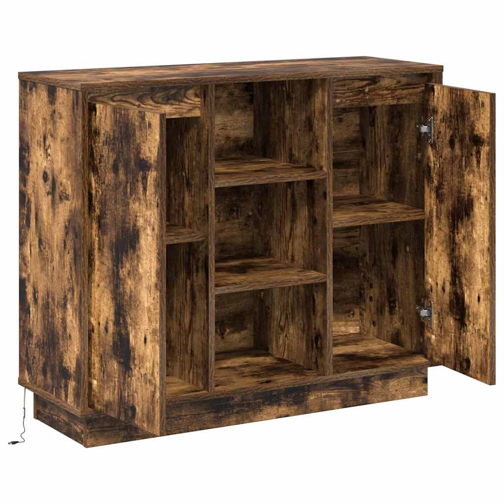 LED Sideboard Smoked Oak 90 x 32 x 75 cm Engineered Wood
