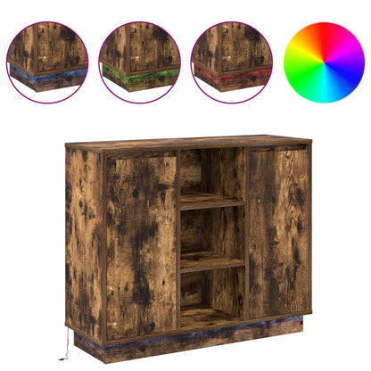 LED Sideboard Smoked Oak 90 x 32 x 75 cm Engineered Wood