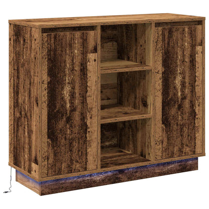 LED Sideboard Old Wood 90 x 32 x 75 cm Engineered Wood