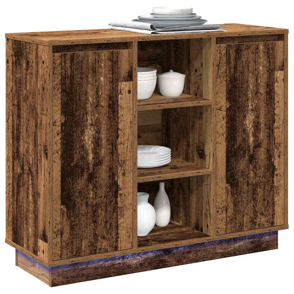 LED Sideboard Old Wood 90 x 32 x 75 cm Engineered Wood