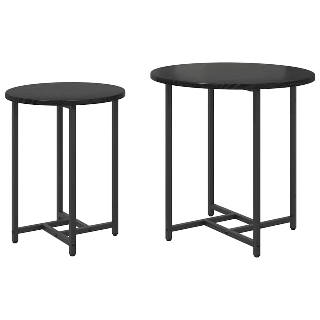 Side Table Set 2 pcs Black Oak