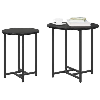 Side Table Set 2 pcs Black Oak