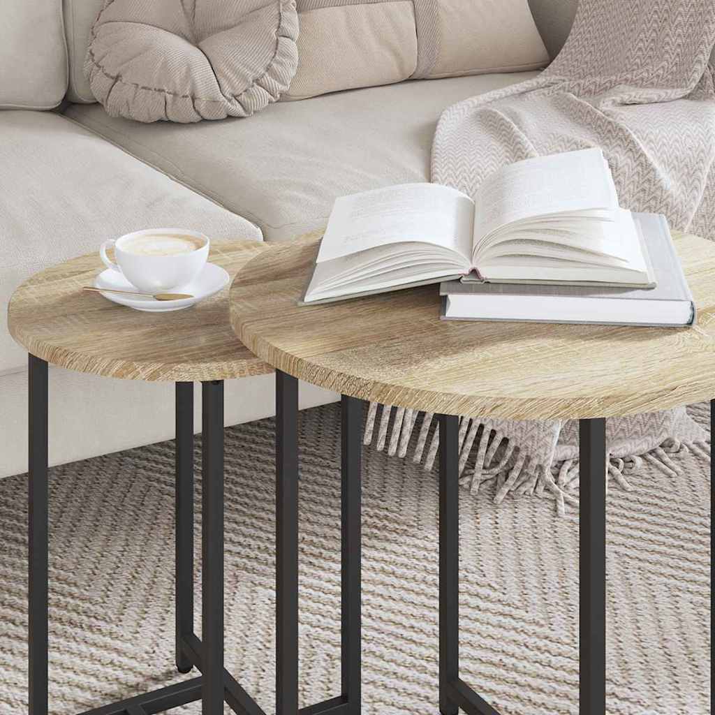 Side Table Set 2 pcs Sonoma Oak and Black