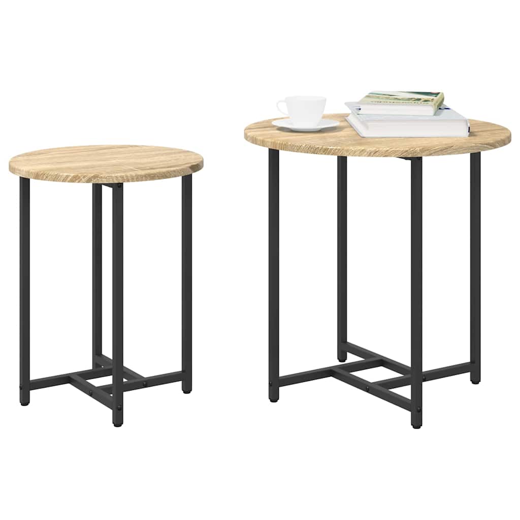 Side Table Set 2 pcs Sonoma Oak and Black