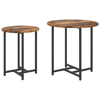 Side Table Set 2 pcs Smoked Oak and Black