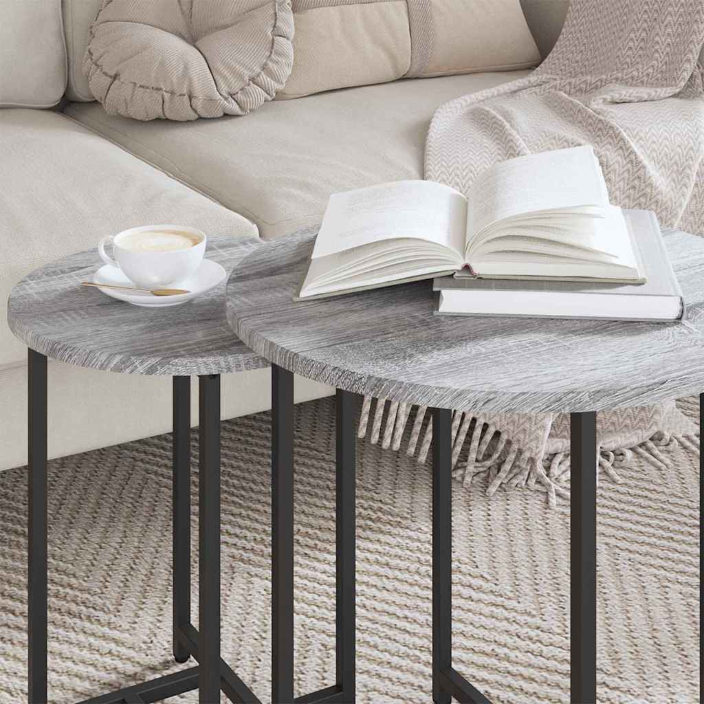 Side Table Set 2 pcs Grey Sonoma and Black