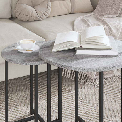 Side Table Set 2 pcs Grey Sonoma and Black