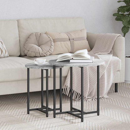 Side Table Set 2 pcs Grey Sonoma and Black