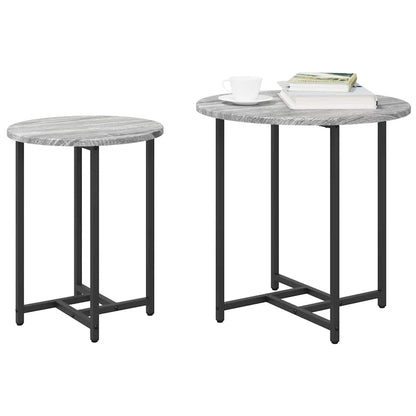 Side Table Set 2 pcs Grey Sonoma and Black