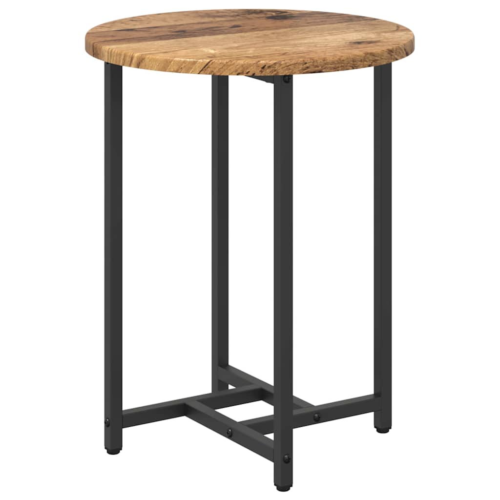 Side Table Set 2 pcs Old Wood and Black