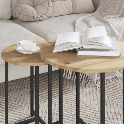 Side Table Set 2 pcs Artisan Oak and Black