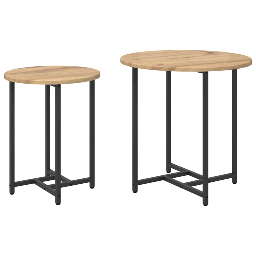 Side Table Set 2 pcs Artisan Oak and Black